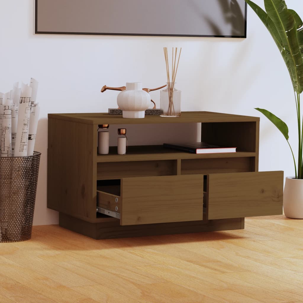 vidaXL Szafka pod TV, miodowy brąz, 60x35x37 cm, lite drewno sosnowe