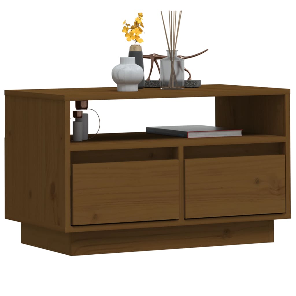 vidaXL Szafka pod TV, miodowy brąz, 60x35x37 cm, lite drewno sosnowe