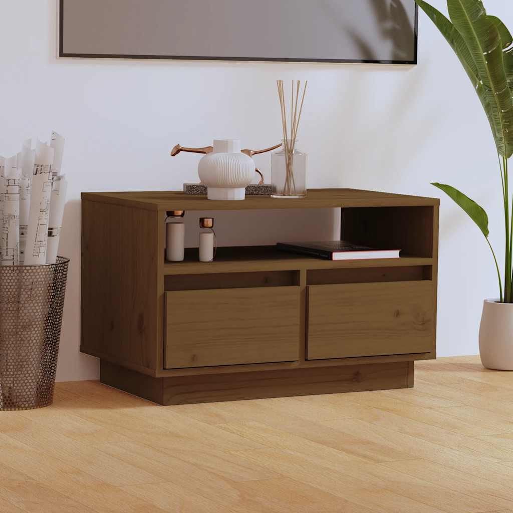 vidaXL Szafka pod TV, miodowy brąz, 60x35x37 cm, lite drewno sosnowe