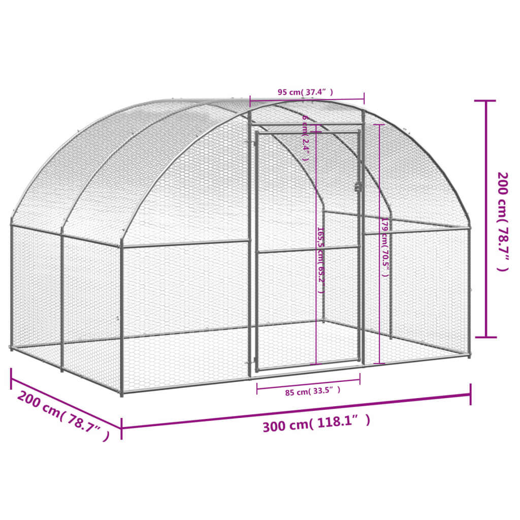 vidaXL Klatka zewnętrzna dla kurcząt, 3x2x2 m, stal galwanizowana