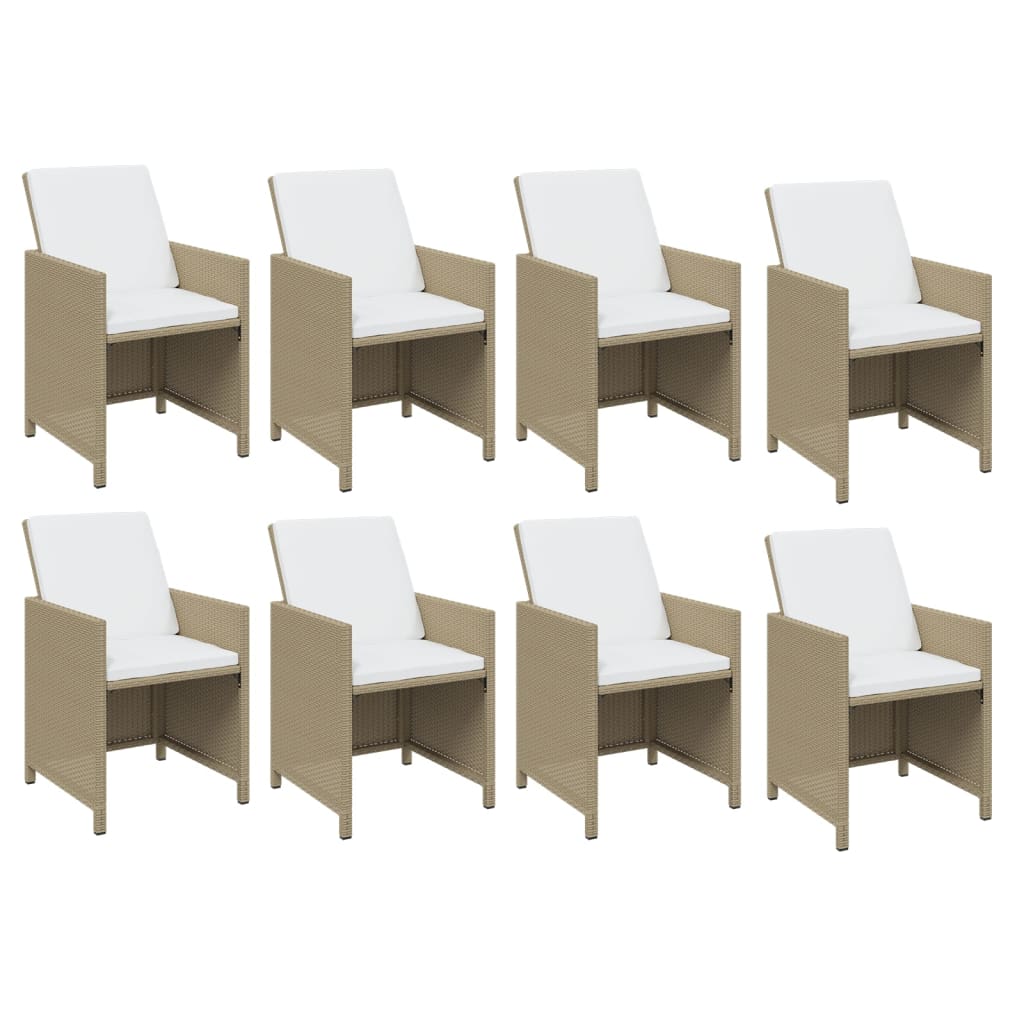 vidaXL 9-cz. zestaw mebli ogrodowych z poduszkami, polirattan, beżowy