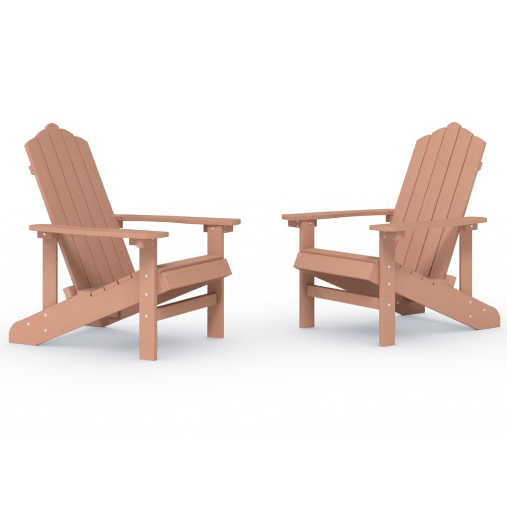 vidaXL Krzesła ogrodowe Adirondack, 2 szt., HDPE, brązowe