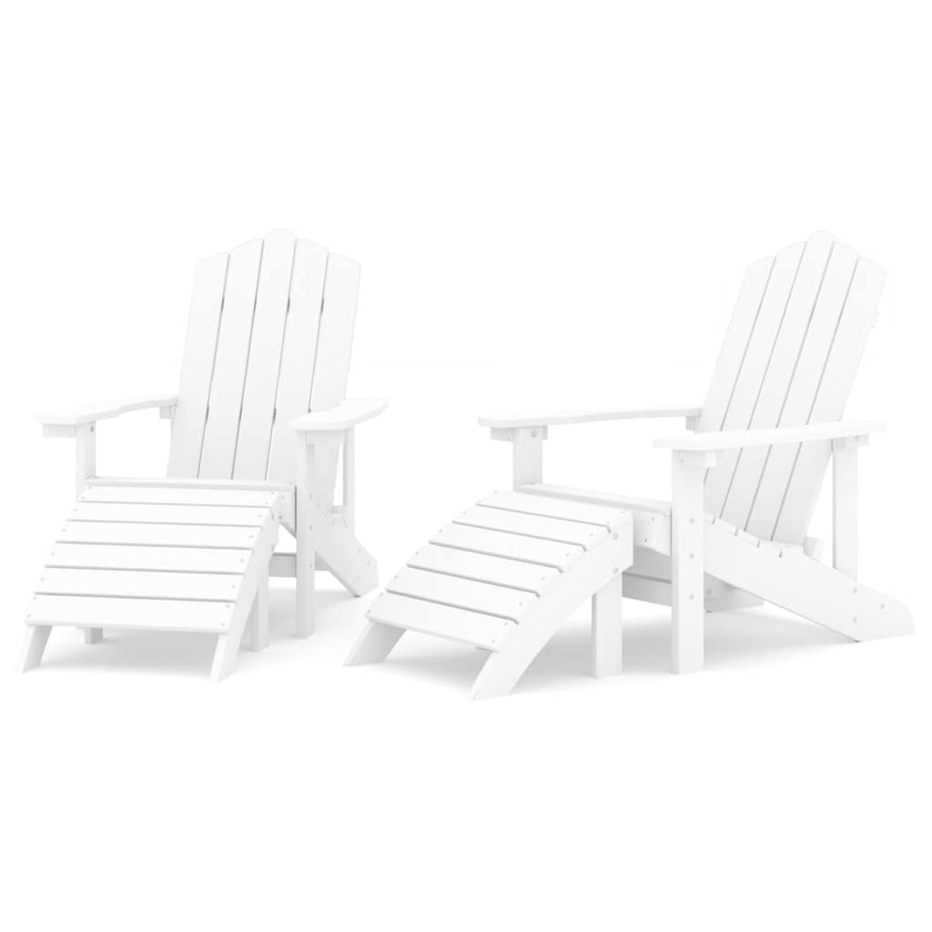 vidaXL Krzesła ogrodowe Adirondack z podnóżkami, 2 szt., HDPE, białe