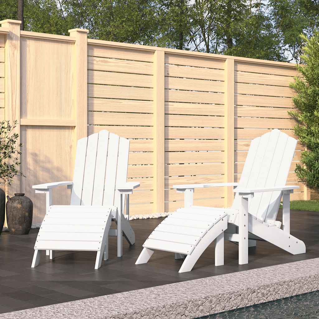 vidaXL Krzesła ogrodowe Adirondack z podnóżkami, 2 szt., HDPE, białe