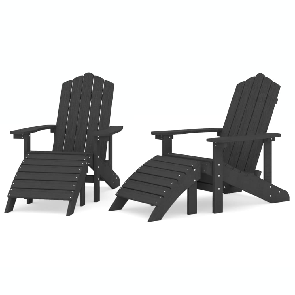 vidaXL Krzesła ogrodowe Adirondack z podnóżkami, 2 szt, HDPE, antracyt