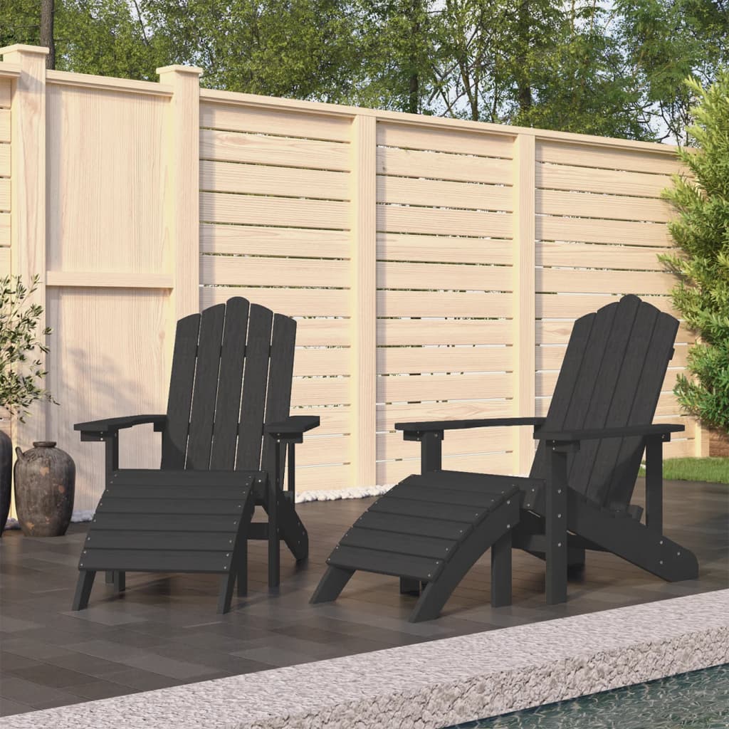 vidaXL Krzesła ogrodowe Adirondack z podnóżkami, 2 szt, HDPE, antracyt