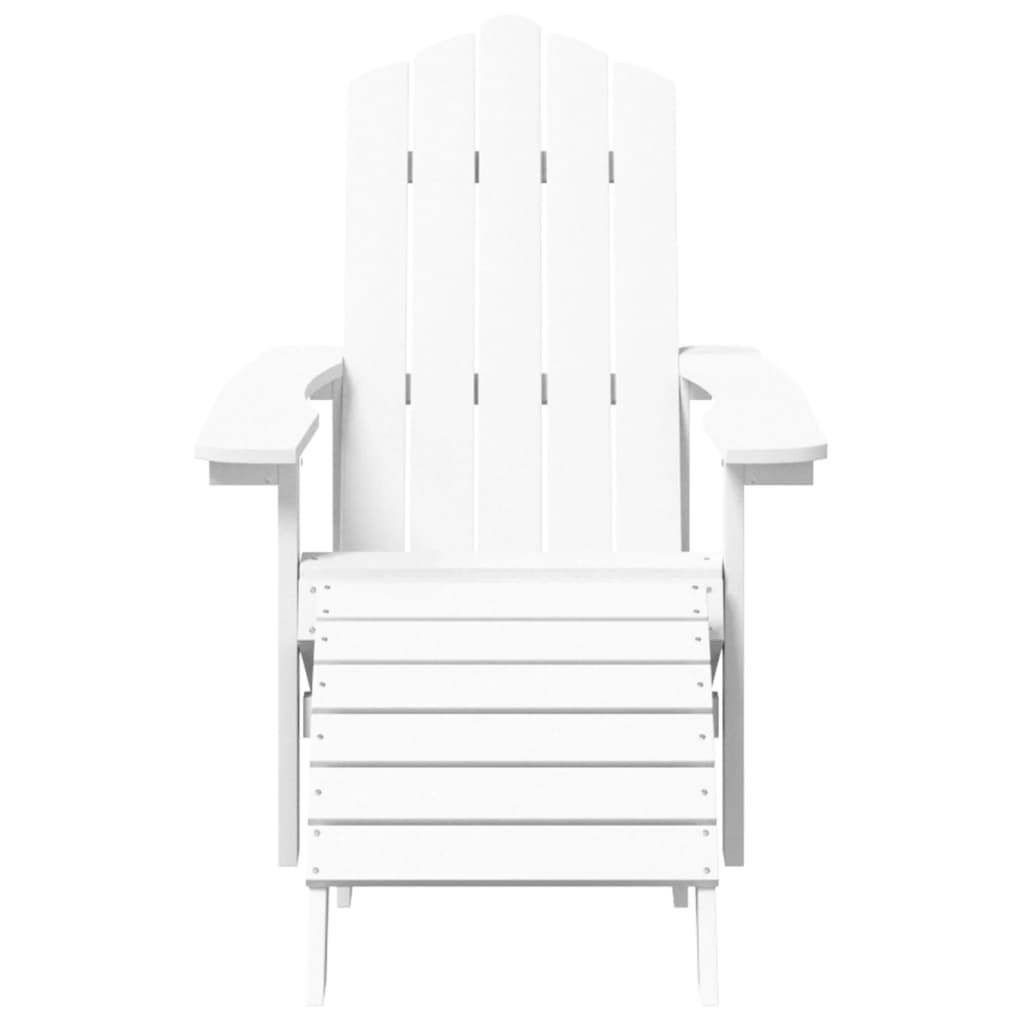 vidaXL Krzesła Adirondack z podnóżkami i stolikiem, HDPE, białe