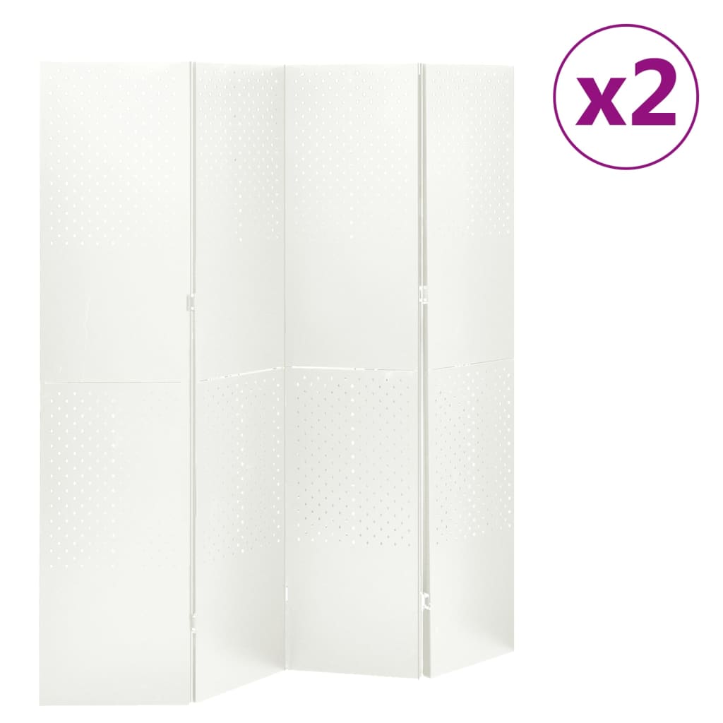 vidaXL Parawany 4-panelowe, 2 szt., białe, 160x180 cm, stalowe