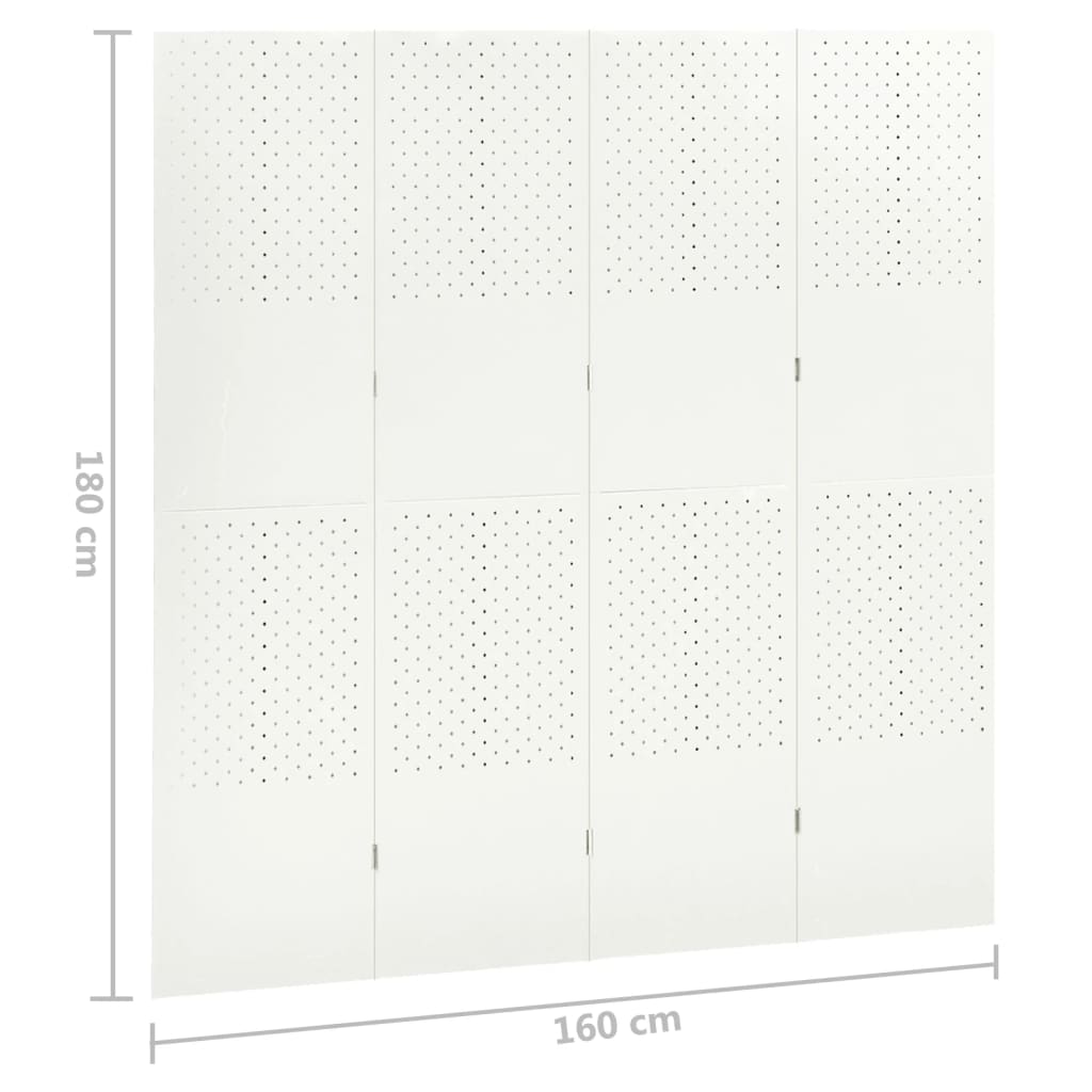 vidaXL Parawany 4-panelowe, 2 szt., białe, 160x180 cm, stalowe