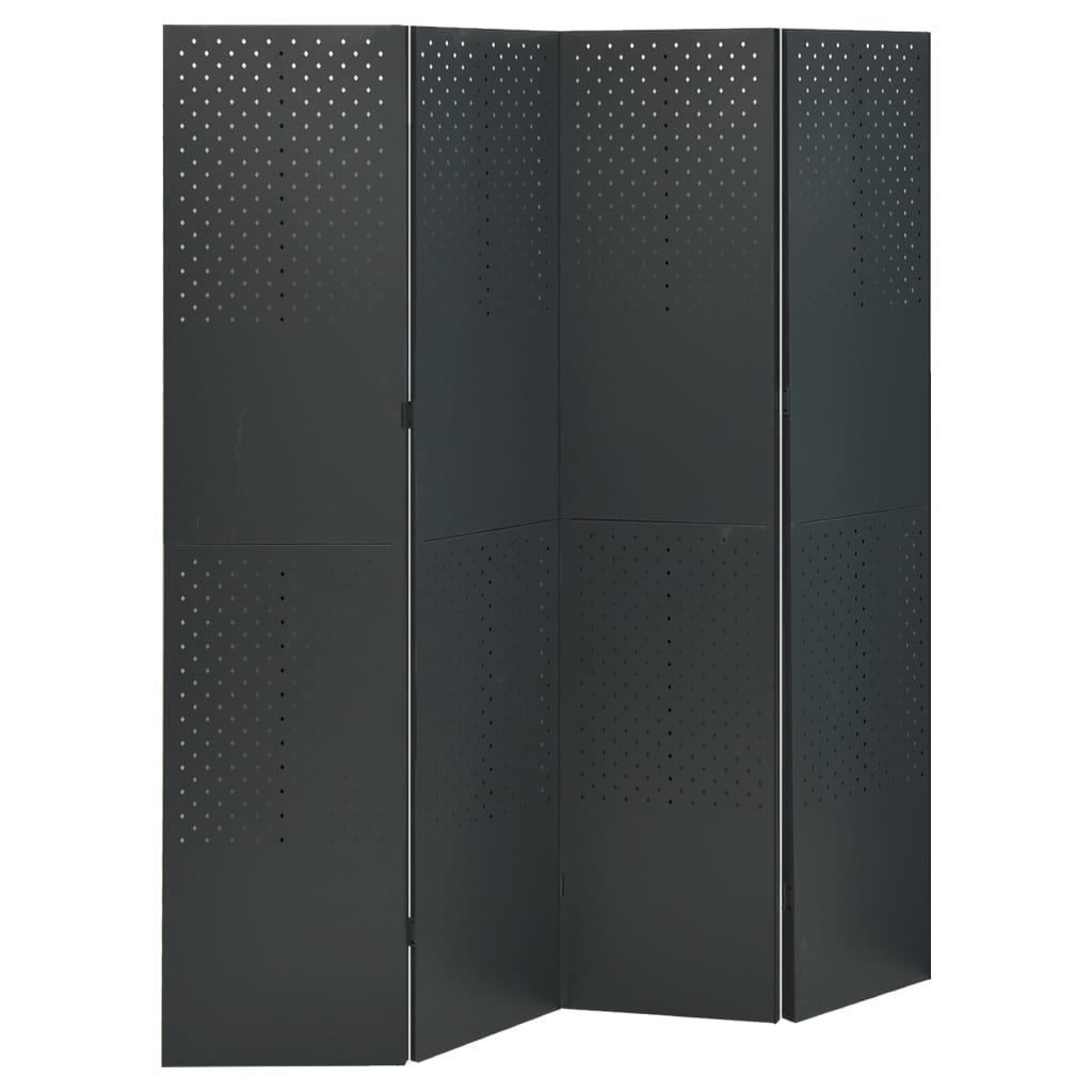 vidaXL Parawany 4-panelowe, 2 szt., antracytowe, 160x180 cm, stalowe