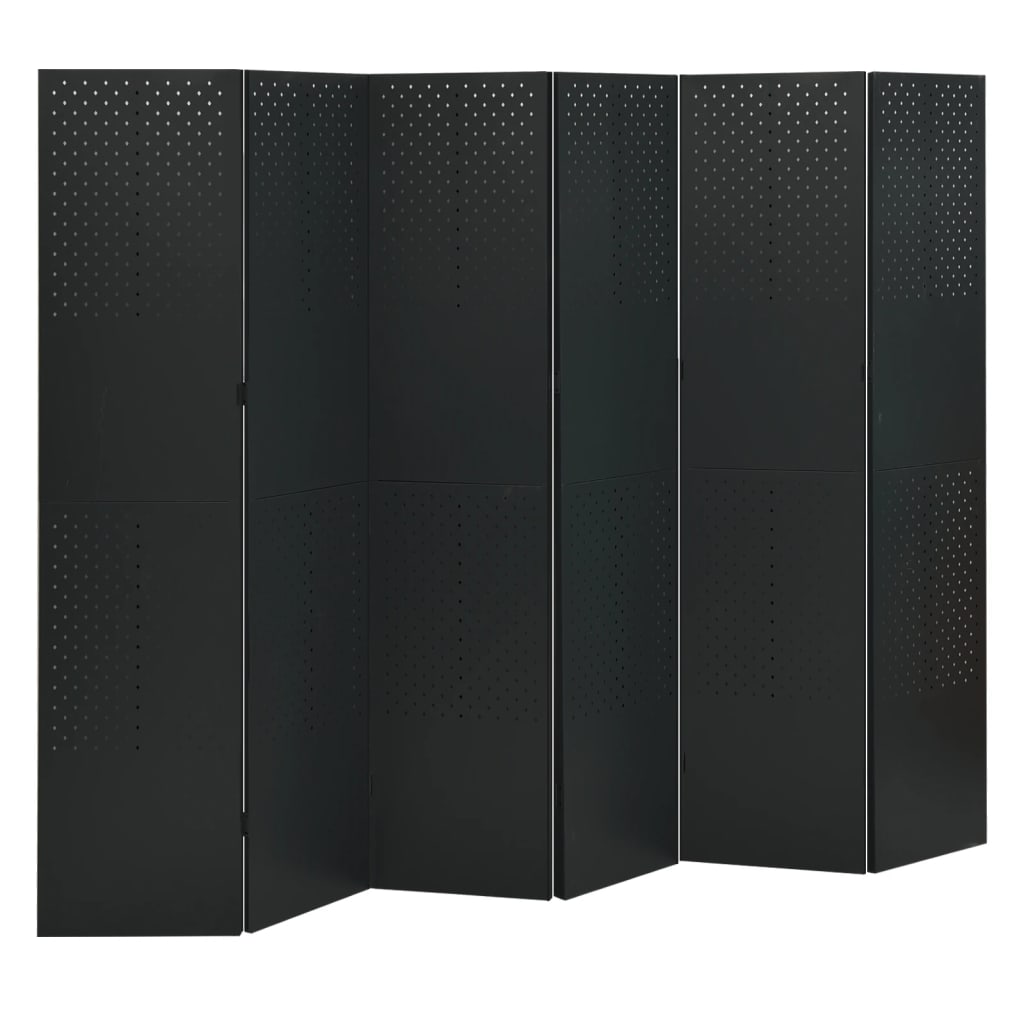 vidaXL Parawany 6-panelowe, 2 szt., czarne, 240x180 cm, stalowe