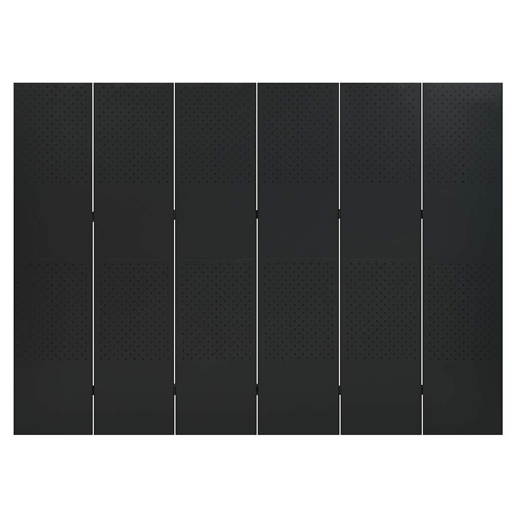 vidaXL Parawany 6-panelowe, 2 szt., czarne, 240x180 cm, stalowe