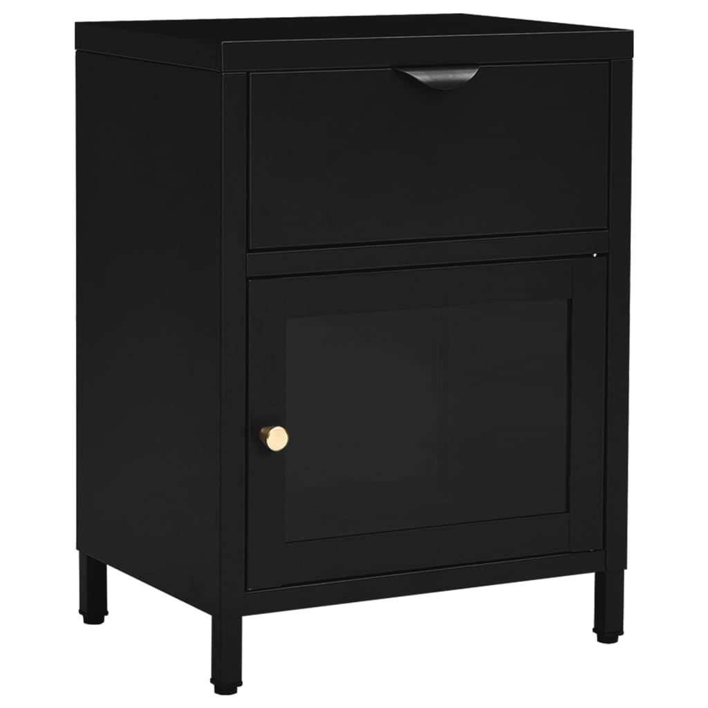 vidaXL Szafki nocne, 2 szt., czarne, 40x30x54,5 cm, stal i szkło