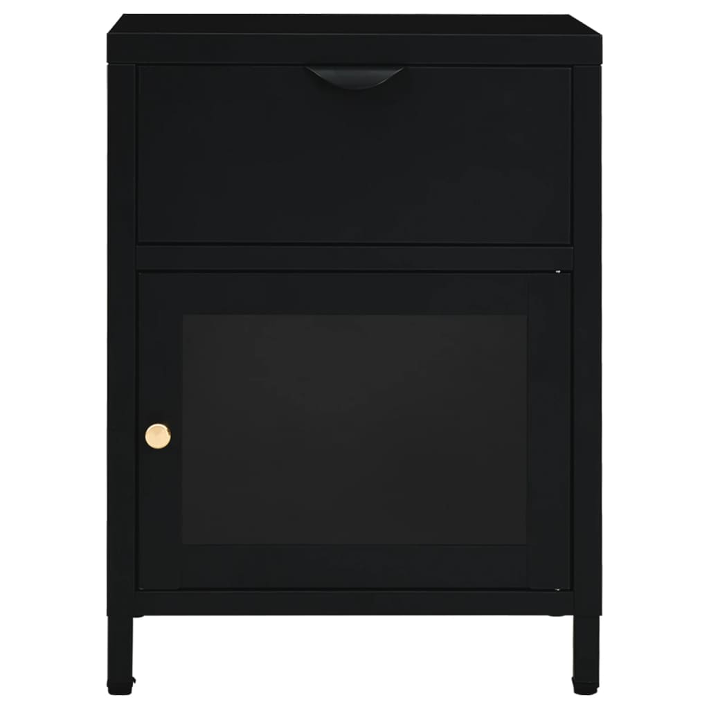 vidaXL Szafki nocne, 2 szt., czarne, 40x30x54,5 cm, stal i szkło