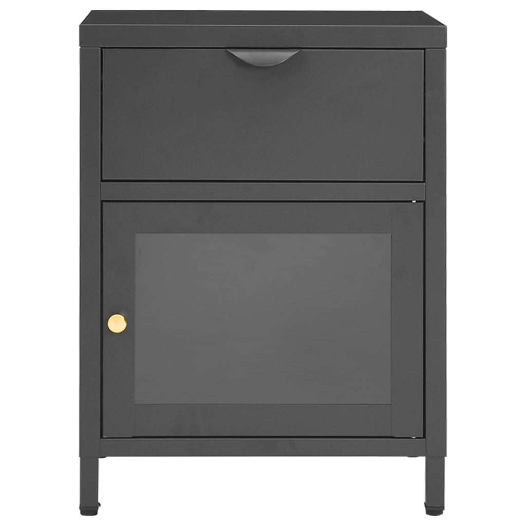 vidaXL Szafki nocne, 2 szt., antracytowe, 40x30x54,5 cm, stal i szkło