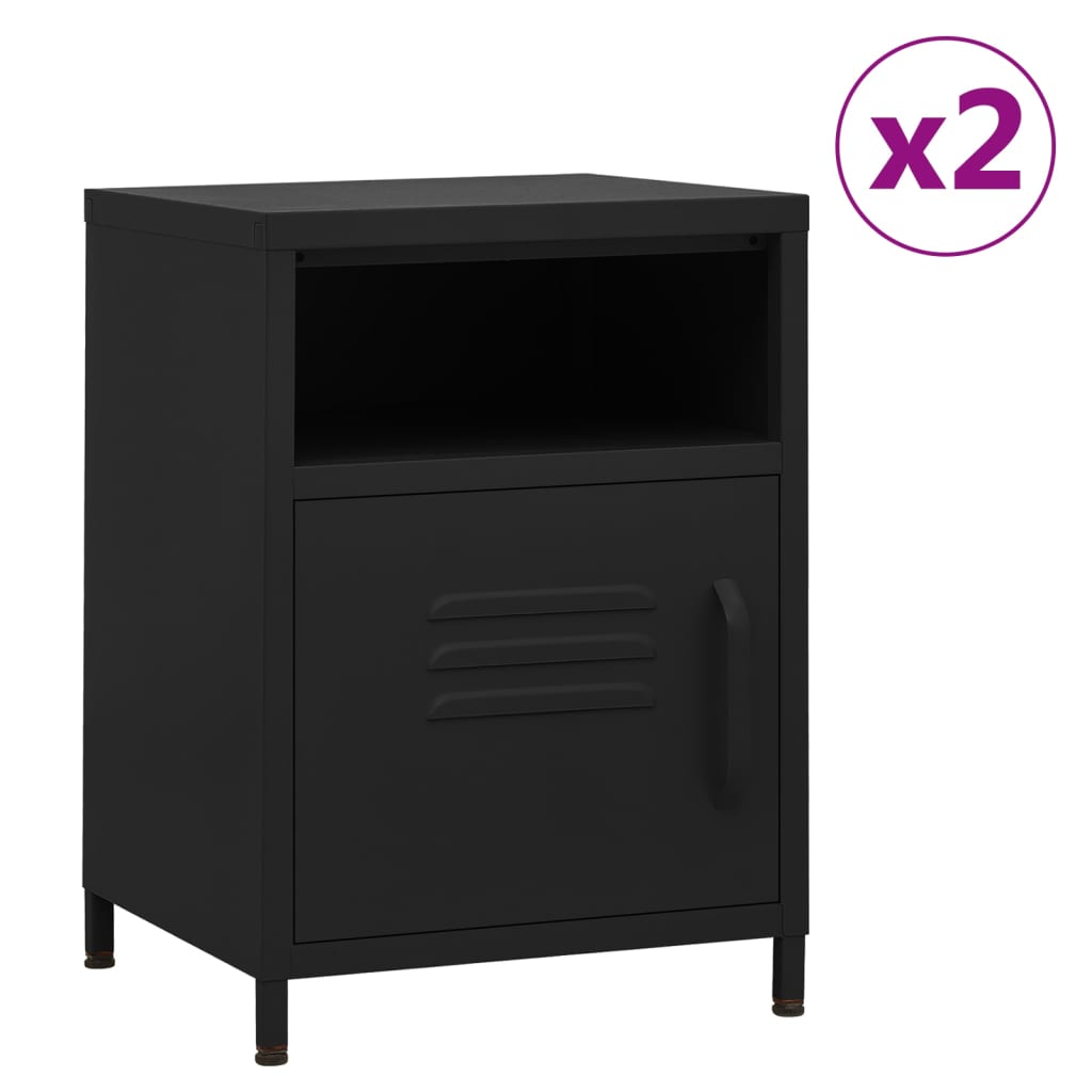 vidaXL Szafki nocne, 2 szt., czarne, 35x35x51 cm, stalowe