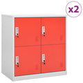 vidaXL Szafki zamykane, 2 szt., jasnoszaro-czerwone, 90x45x92,5 cm