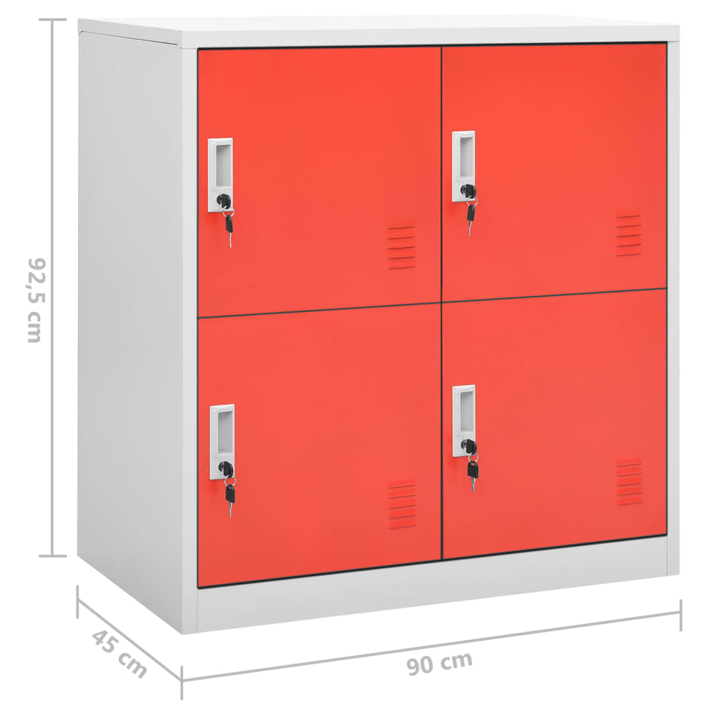 vidaXL Szafki zamykane, 2 szt., jasnoszaro-czerwone, 90x45x92,5 cm