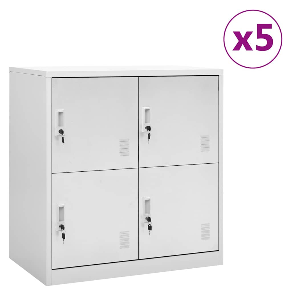 vidaXL Szafki zamykane, 5 szt., jasnoszare, 90x45x92,5 cm, stalowe