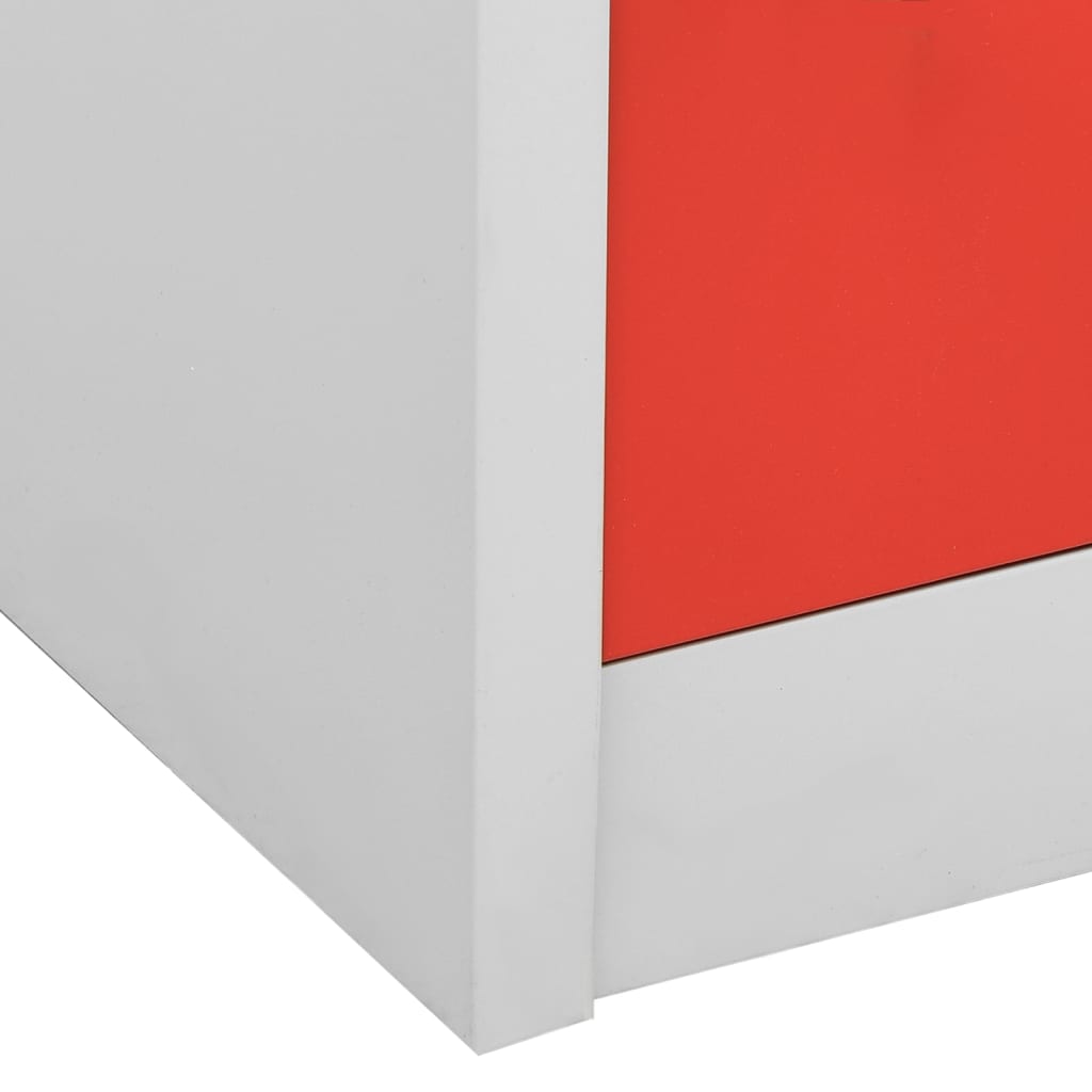 vidaXL Szafki zamykane, 2 szt., jasnoszaro-czerwone, 90x45x92,5 cm