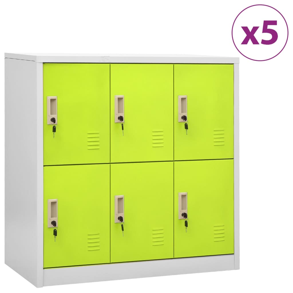 vidaXL Szafki zamykane, 5 szt., jasnoszaro-zielone, 90x45x92,5 cm