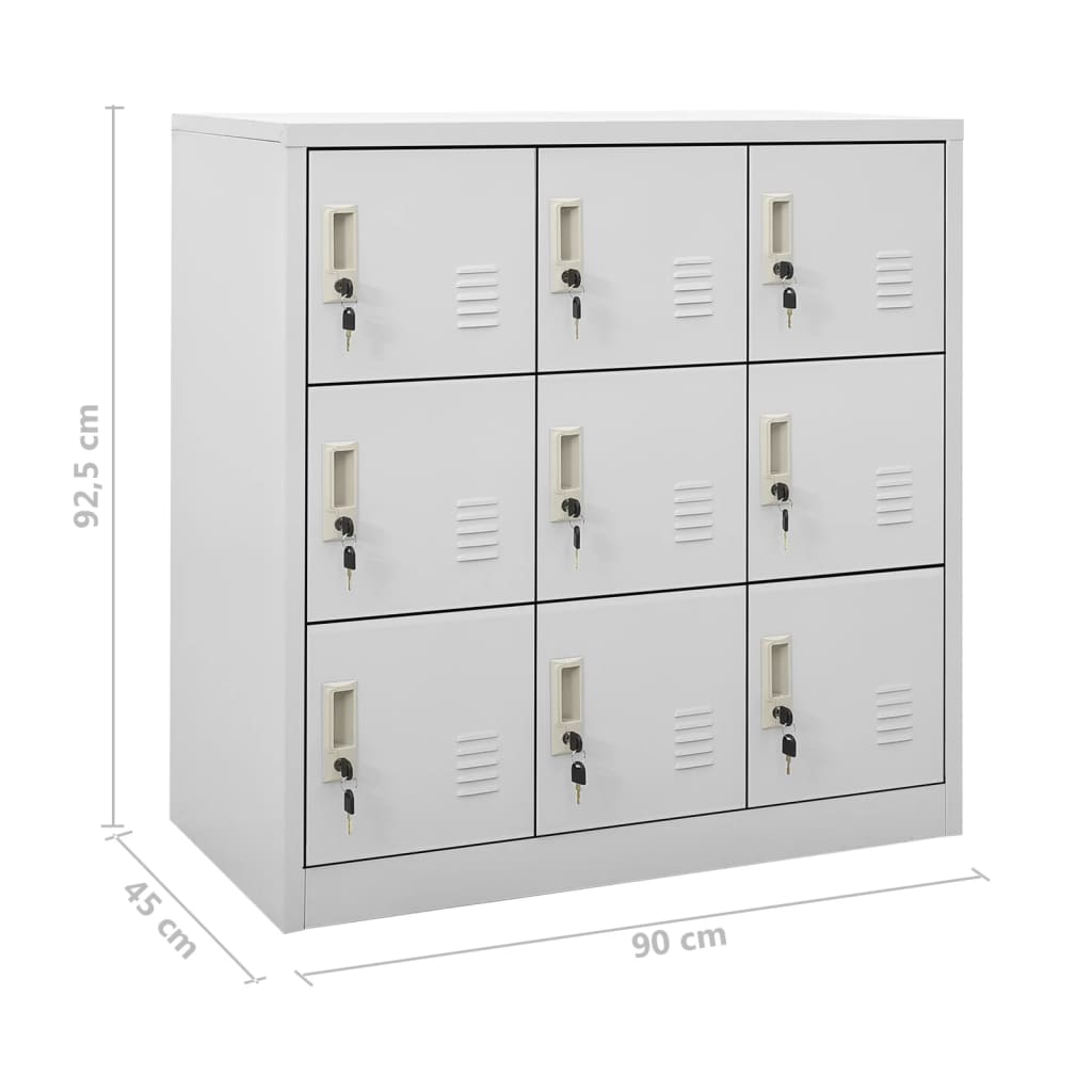 vidaXL Szafki zamykane, 2 szt., jasnoszare, 90x45x92,5 cm, stalowe