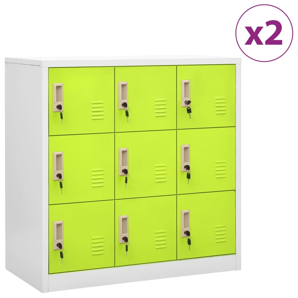 vidaXL Szafki zamykane, 2 szt., jasnoszaro-zielone, 90x45x92,5 cm