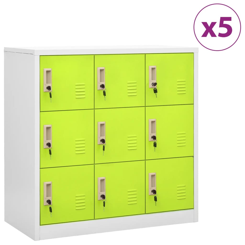 vidaXL Szafki zamykane, 5 szt., jasnoszaro-zielone, 90x45x92,5 cm
