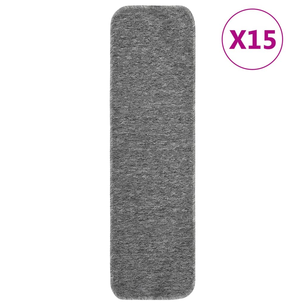 vidaXL Antypoślizgowe nakładki na schody, 15 szt., 75x20 cm, szare