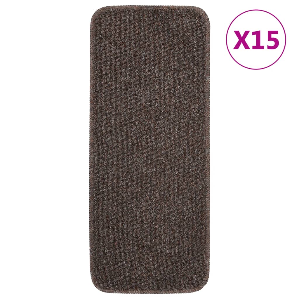 vidaXL Antypoślizgowe nakładki na schody, 15 szt., 60x25 cm, brązowe