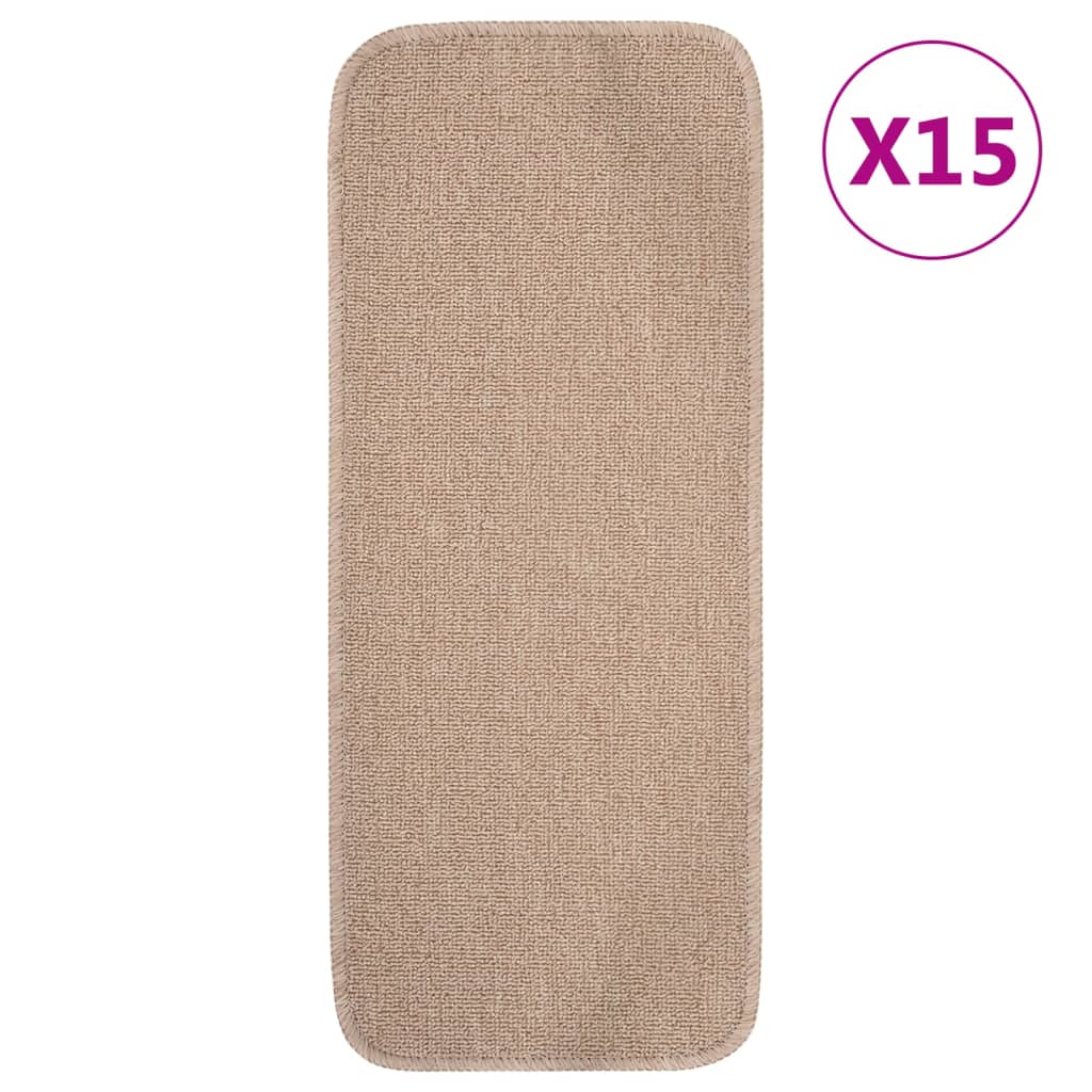 vidaXL Antypoślizgowe nakładki na schody, 15 szt., 60x25 cm, beżowe