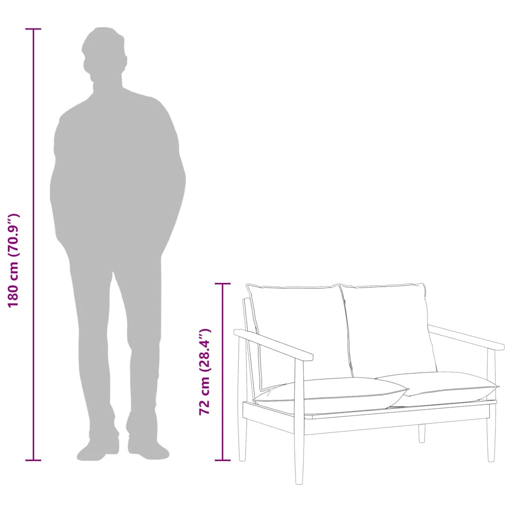 vidaXL Sofa 2-osobowa, czarna, naturalna skóra i lite drewno akacjowe