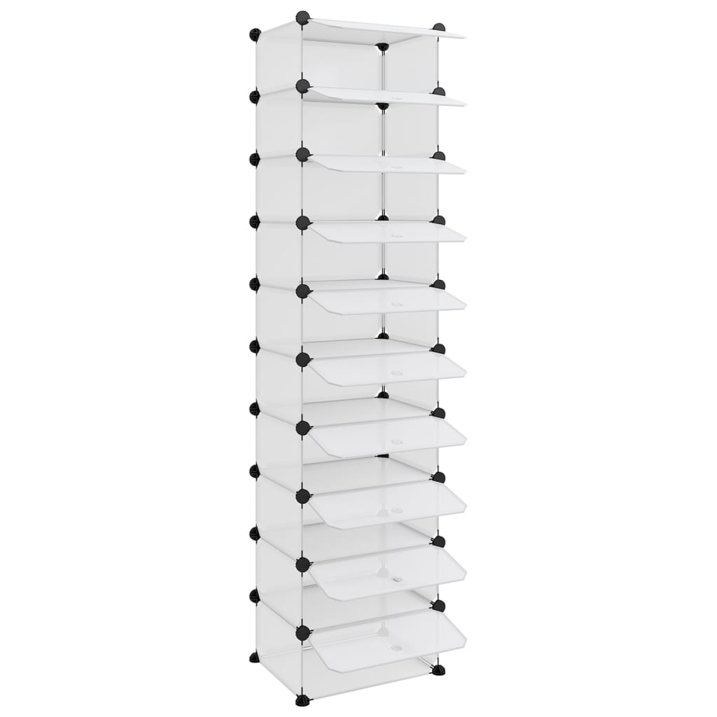 vidaXL Stojak na buty, przezroczysty, 44x32x174 cm, PP