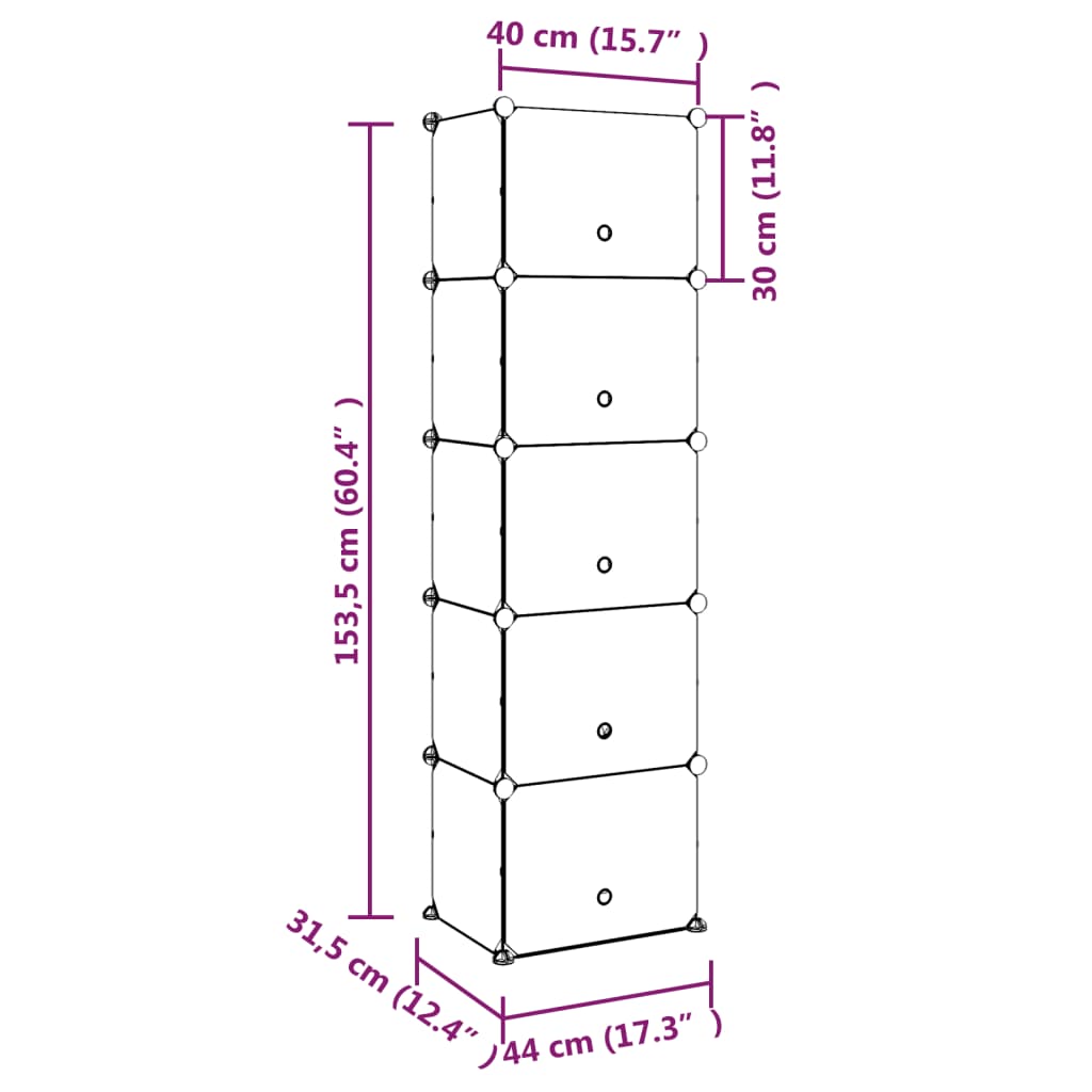 vidaXL Stojak na buty, przezroczysty, 44x31,5x153,5 cm, PP