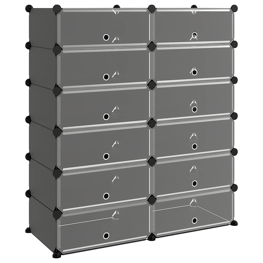 vidaXL Stojak na buty, czarny, 94,5x36,5x106 cm, PP