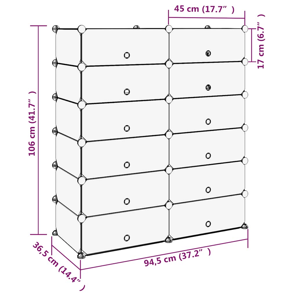 vidaXL Stojak na buty, czarny, 94,5x36,5x106 cm, PP