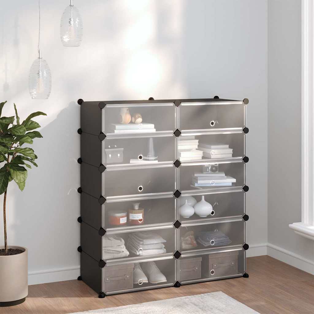 vidaXL Stojak na buty, czarny, 94,5x36,5x106 cm, PP