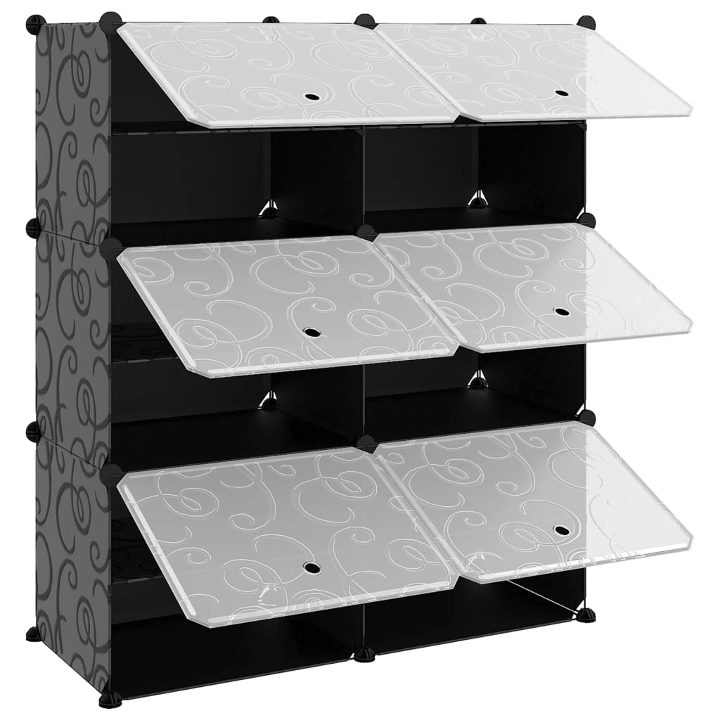 vidaXL Stojak na buty, czarny, 84,5x31x93,5 cm, PP