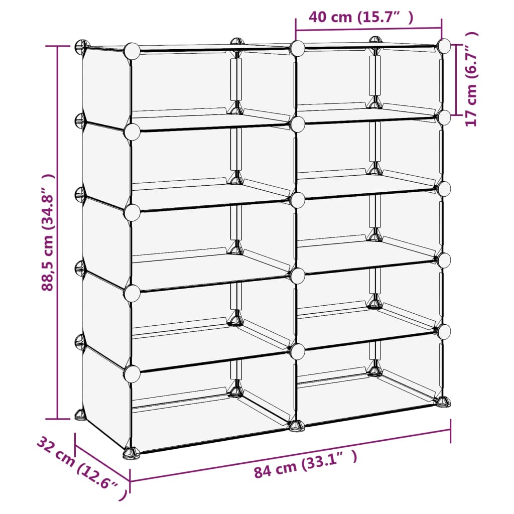 vidaXL Stojak na buty, przezroczysty, 84x32x88,5 cm, PP