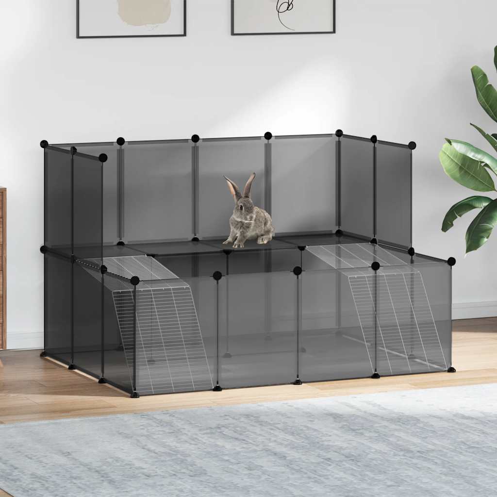 vidaXL Klatka dla małych zwierząt, czarna, 143x107x93 cm, PP i stal