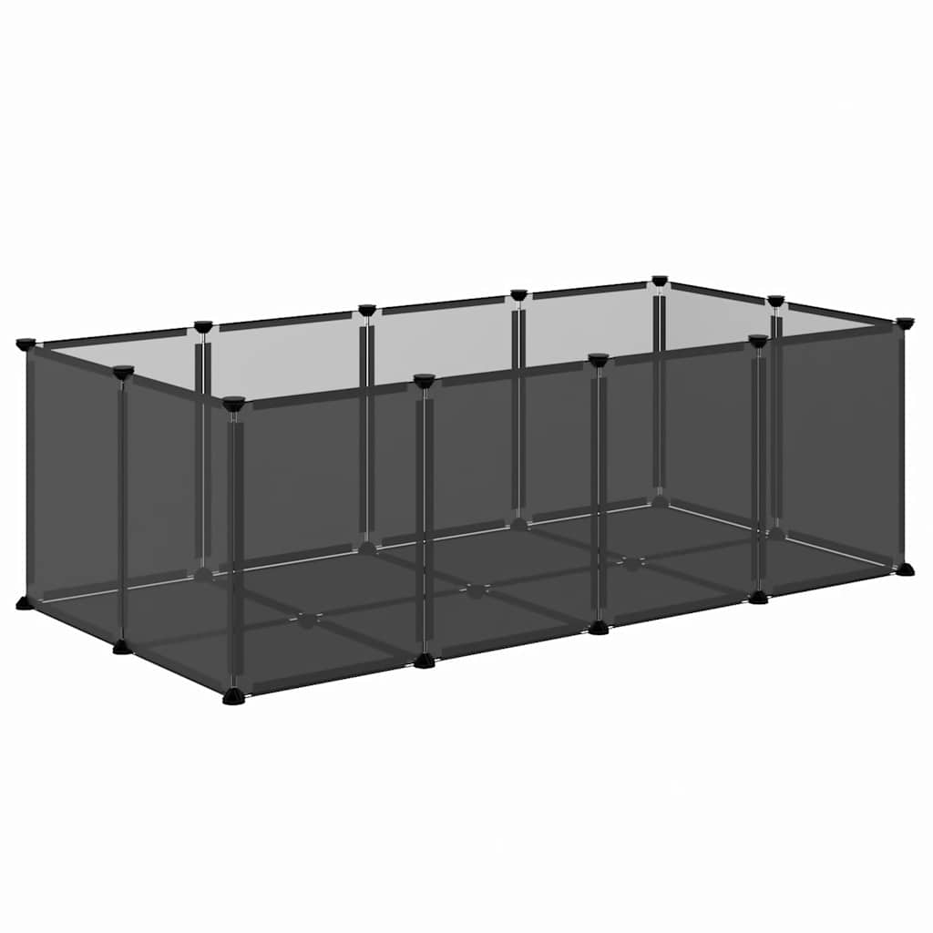 vidaXL Klatka dla małych zwierząt, czarna, 144x74x46,5 cm, PP i stal