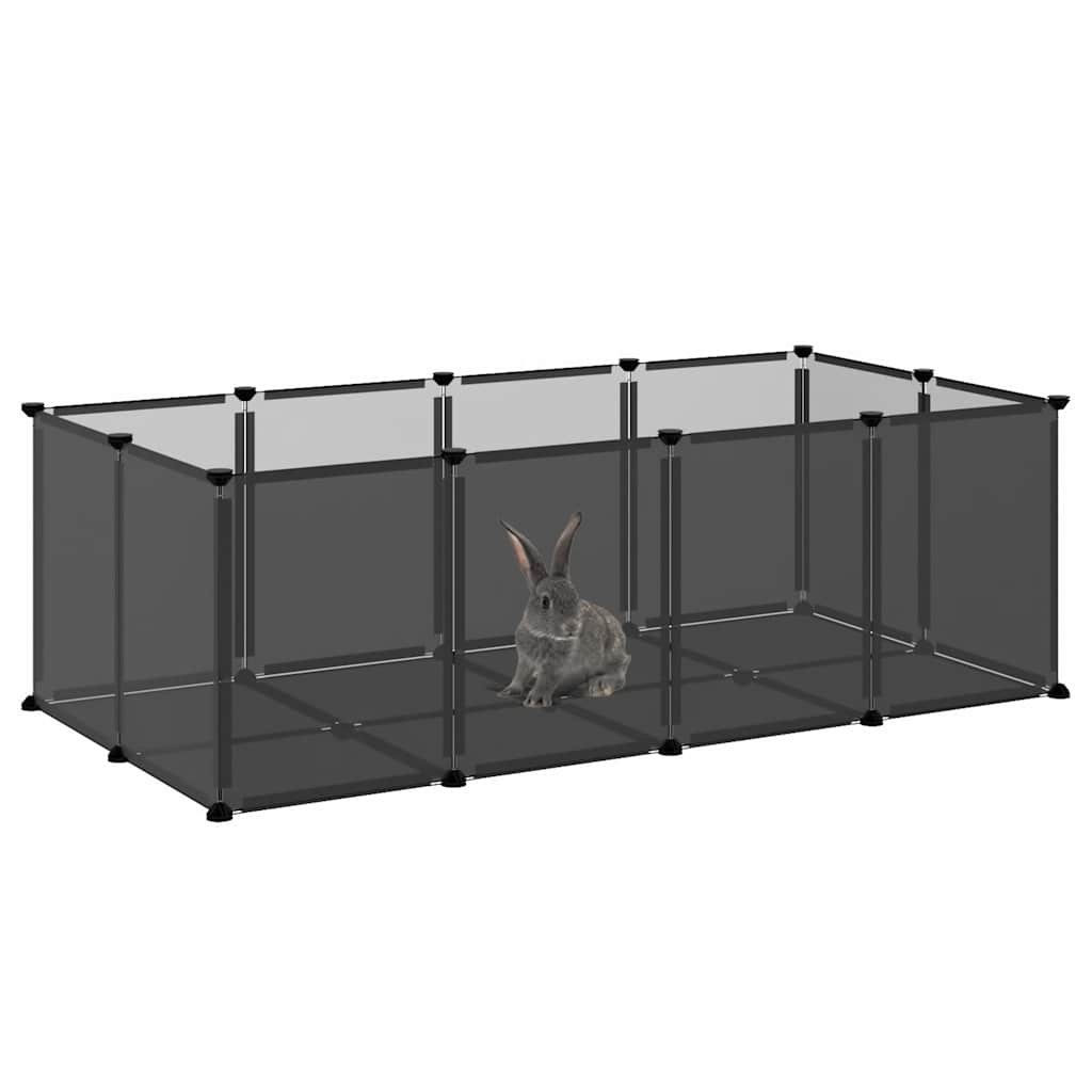 vidaXL Klatka dla małych zwierząt, czarna, 144x74x46,5 cm, PP i stal