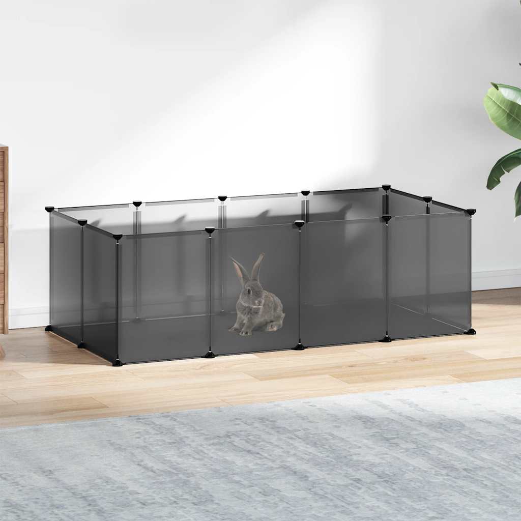vidaXL Klatka dla małych zwierząt, czarna, 144x74x46,5 cm, PP i stal
