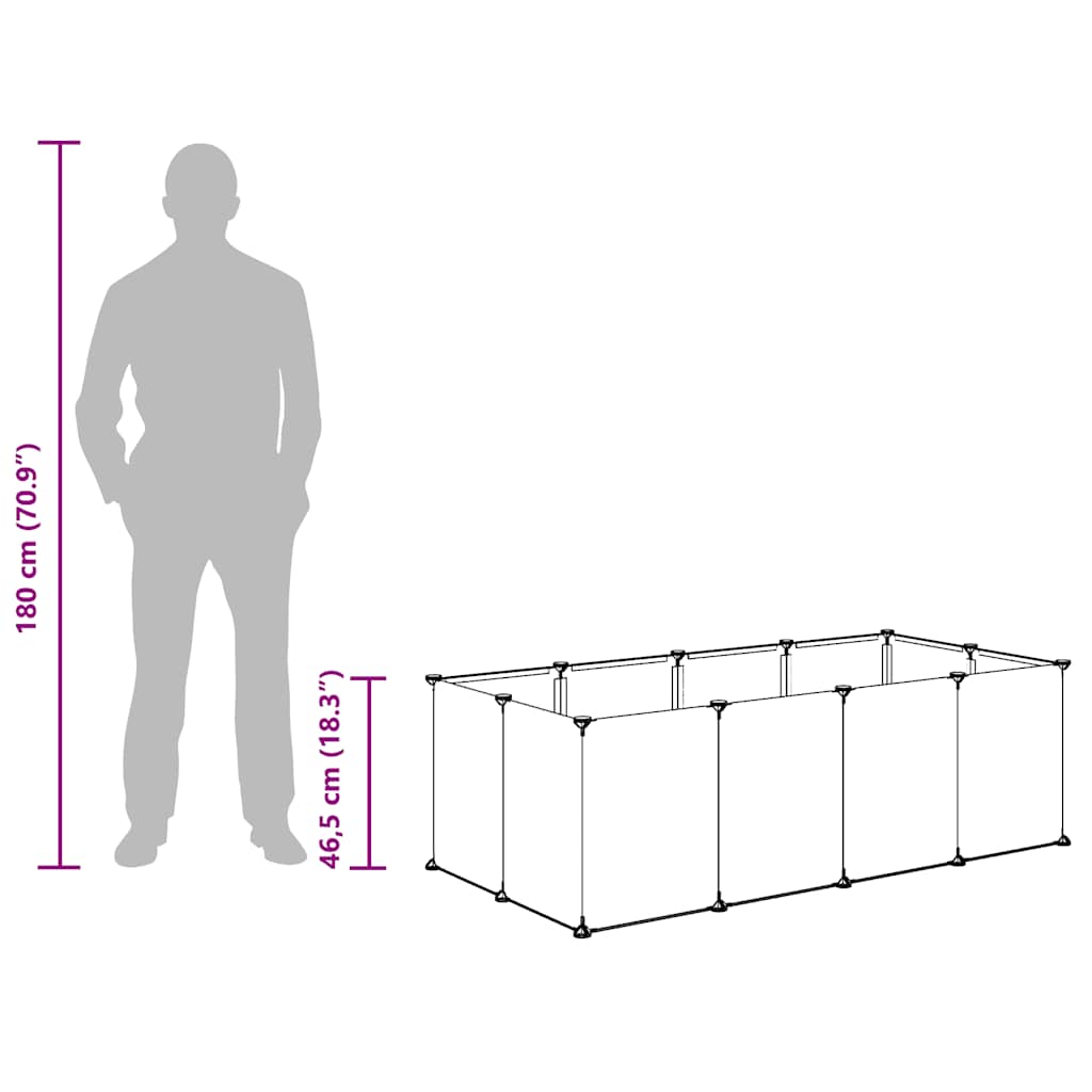 vidaXL Klatka dla małych zwierząt, bezbarwna, 144x74x46,5 cm PP i stal