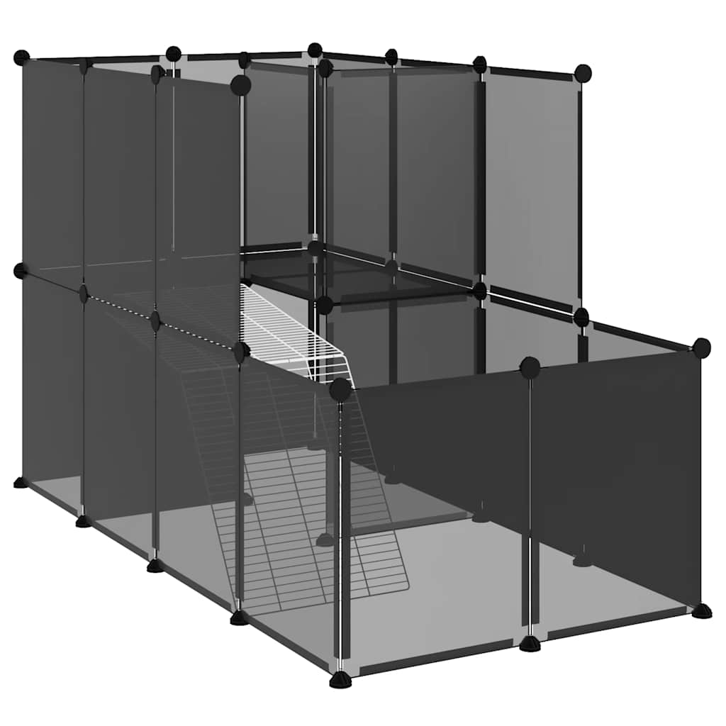 vidaXL Klatka dla małych zwierząt, czarna, 142x74x93 cm, PP i stal