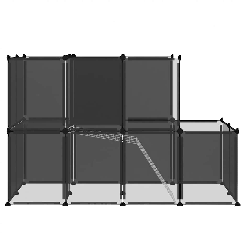 vidaXL Klatka dla małych zwierząt, czarna, 142x74x93 cm, PP i stal