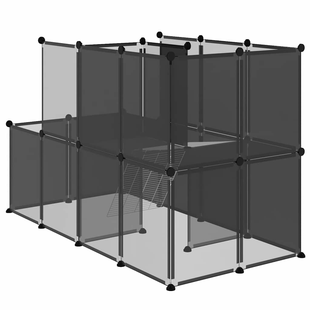 vidaXL Klatka dla małych zwierząt, czarna, 142x74x93 cm, PP i stal