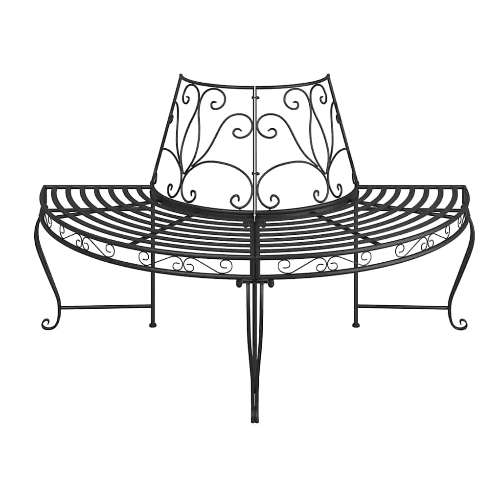 vidaXL Półokrągłe ławki pod drzewo, 2 szt., Ø160 cm, czarne, stalowe