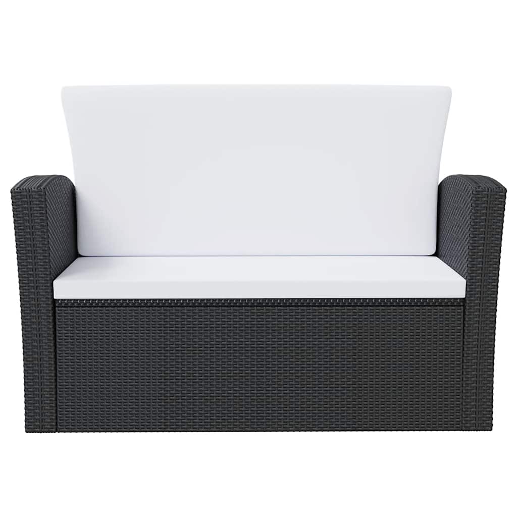 vidaXL 8-częściowy zestaw mebli do ogrodu, poduszki, rattan PE, czarny