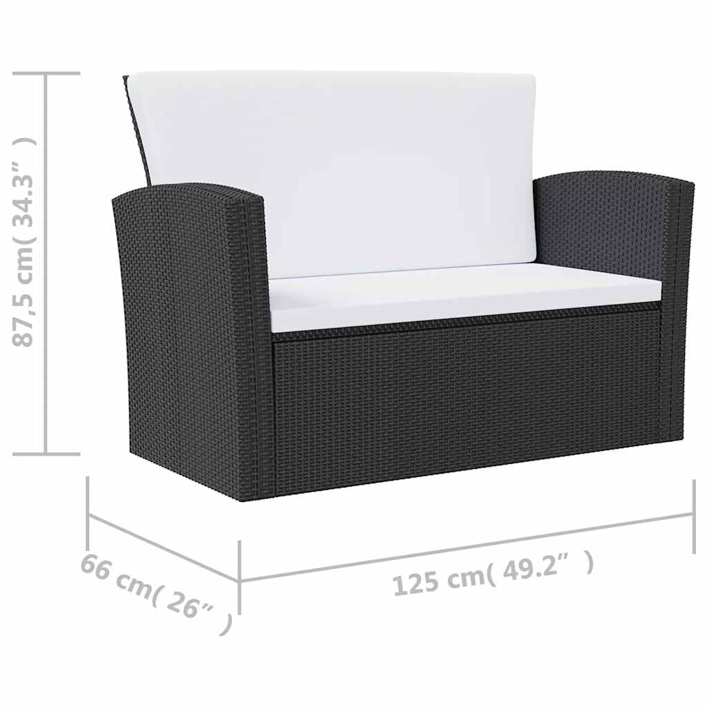 vidaXL 8-częściowy zestaw mebli do ogrodu, poduszki, rattan PE, czarny